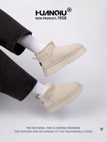 HUANQIU 2025 Autumn/Winter New Women's Ankle Boots Women's Sports Shoes Fashion Multi Functional Lightweight And Comfortable Soft Soled Casual Shoes Running Shoes Women's Ankle Boots Beige Snow Boots - Beige - View 8