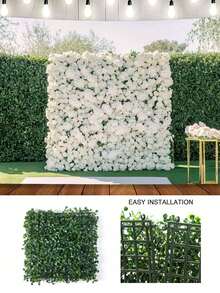 Flame Resistant Artificial Grass Wall, Green Plastic Fake Leaf Wall Decor, Faux Ivy Vines, Suitable For Garden, Yard, Home Decor, Fence, Backyard Wall, Valentine's Day, Birthday Party, Wedding Party Decoration