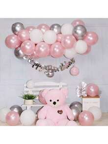 30pcs/Set Transparent Pearl Pink & White Latex Balloons, Suitable For Birthday, Wedding, Graduation, Back To School Party Decoration