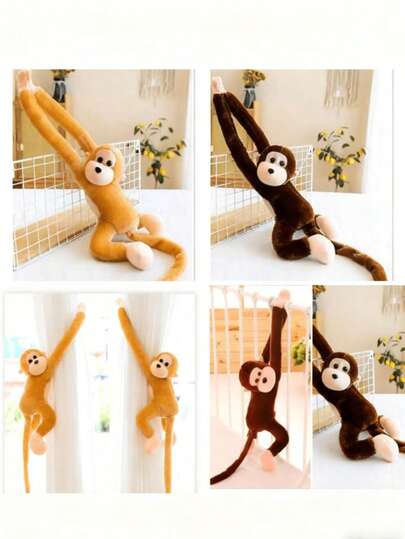 Búp bê nhồi bông khỉ tay dài nhiều màu sắc, hướng đầu khỉ ngẫu nhiên, dây buộc rèm cửa sổ, búp bê bảo vệ tai nạn xe điện (Bao bì ngẫu nhiên)