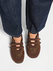 2025 秋冬春季复古红色百搭钩环玛丽珍鞋，女士休闲圆头平底皮鞋，芭蕾鞋 - 棕色 - 查看 7