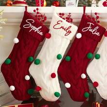 Personalized Christmas Stockings, Customizable Name Christmas Stockings, 2025 Embroidered Knitted Christmas Stockings, Christmas Family Stockings, Lettered Stockings, Holiday Stockings, Personalized Christmas Ornaments, Christmas Home Decorations, Christmas Family Gifts
