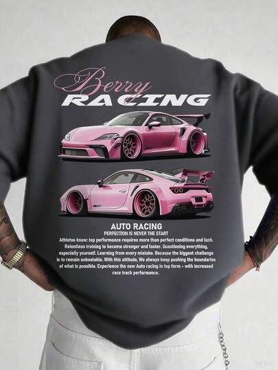 قميص تي شيرت قصير الأكمام ذو طباعة جرافيك للثقافة السباقية العصرية متعددة الاستخدامات للرجال