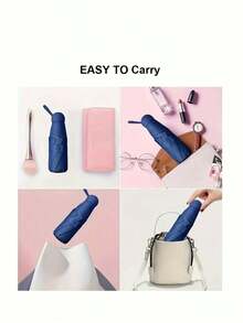 1pc UV Protection Mini Umbrella, Portable Pocket Umbrella With UV Coating, 6-Rib Reinforced And Pocket Sized Sun Umbrella, Yellow For School, Office, Household, Travel, Back To School Supplies, Spring Summer Picks, Brides Maid Gifts, Room, Bedroom Decor, Bedroom Decor, Beach, Travel, For Men, For Women, Vacation,Cute Stuff - đen - Xem 7