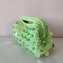 Nuova piccola borsa clutch con paillettes e uncinetto, con brillantini, borsa da sera fatta a mano, borsa per il trucco da viaggio