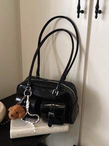 Retro Underarm Bag Women 2025 New High-Quality Tote Shoulder Bag Small Niche Large Capacity Handbag For Commuting, Fashionable And Versatile For Daily Use, Shopping, Dating, Travel, With Bear Pendant