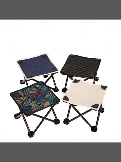 Ultralight Portable Folding Camping Stool With Storage Bag And Side Pockets - Stainless Steel Frame, Quick Set Up, Perfect For Camping, Fishing, Outdoor Activities And Backpacking, Blue Mesh Seat, Black Fabric Cover, Compact Design, Easy To Transport, Travel Stool | Compact Stool | Sturdy Construction, Camping Gadget