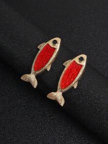 Un par de pendientes retro de carpa cruciana azul, serie ZAA, exquisitos, de moda y personalizados con elementos marinos de carpa cruciana azul retro, adecuados para el uso diario de las mujeres