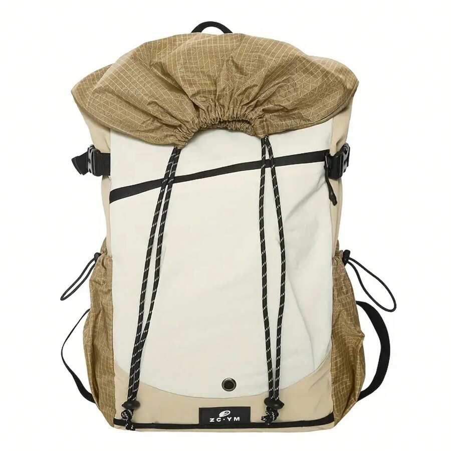 Zaino da donna in nylon leggero e resistente di grande capacità - Spallacci regolabili, chiusura a coulisse, zaino casual da viaggio, escursionismo e uso quotidiano (cachi/nero), zaino da viaggio