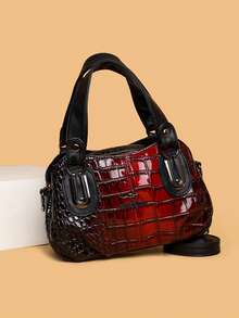 Bolso de mano de mujer con estampado de cocodrilo de lujo, bolso de hombro de gran capacidad y versátil de moda, bolso minimalista para ir al trabajo