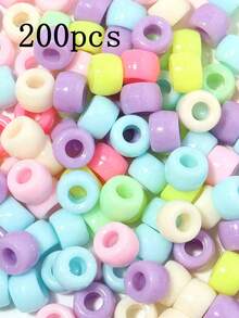 200颗小马珠混色手链珠闪光透明小马珠适用于发辫工艺品塑料珠适用于手链首饰制作 - 彩色 - 查看 7