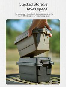 1pc (Random Color) Outdoor Camping Mini Storage Box, Desktop Condiment Bottle Jar Organizer, Travel BBQ Camping Small Tool Sundries Box