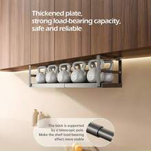 1 Metal Storage Rack Under The Cabinet, Partition Hanging Basket Storage Rack, Wardrobe Storage Hanging Cabinet Multi-Layer Cabinet Hanging Rack Organizer, Suspended Shelf Board, Can Store Seasoning Bottles, Dishes, Local Warehouse, Fast Arrival - 黑色 - 查看 6