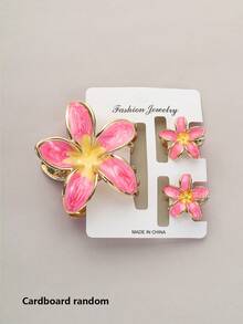 Conjunto de tres piezas de flores rojas y corazón amarillo