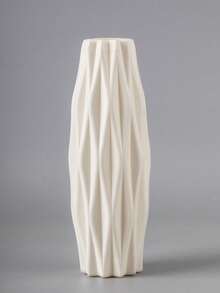 1pc White Plastic Vase, Minimalist Modern Vase, Artificial Ceramic Vase, PP Material, Reusable, Easy To Clean, Sturdy And Shockproof, Suitable For Living Room, Dining Table, TV Cabinet, Bedroom, Bathroom, Balcony Decor, Nightstand, Halloween Gift, Christmas Gift, Autumn Decor Home Decor Room Decor Flower Vase Glass Vase
