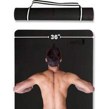- Alfombrilla de yoga ancha para hombres y mujeres 72 pulgadas de largox 36 pulgadas de anchox 14 pulgadas de grosor antideslizante para fitness y ejercicio con marcas de - Negro liso - Ver 2