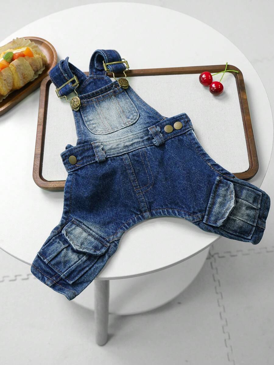 PETCIRCLE 1PC Pet Clothes Small Dog Puppy Simple Versatile Cute Pet Vintage Distressed Buckle Suspender Pants - Multicolor - View 1