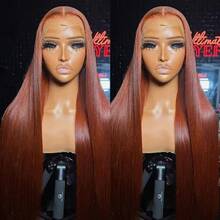 Aubree Red Hair Lace Front Long Straight Wigs Glueless Pre Plucked Lace Front Wigs For Black Women Heat Resistant Fiber  Synthetic Silk Wig With  Hair,21680687 - 紅色 - 查看 2