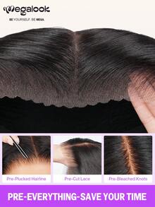 MEGALOOK 6x5 Inch Lace Front Wig, No Glue, Natural Black Straight Hair, Lace Closure Wig, Pre-Plucked Hairline, Transparent Lace Real Hair Wig - SNatural - View 9