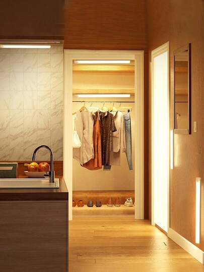 1pc 10cm/3.94in, 20cm/7.87in, 30cm/11.81in, 50cm/19.69in LED Rechargeable Eye Care Bureau Lamp, Wireless Motion Sensor Cabinet Light, Reading Under Magnetic Strip Bookshelf Bedroom/Storage Room Night Portable held USB Lamp view 5