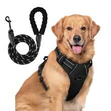 Arnés para perro sin tirones con 1 clip para correa, ajustable y acolchado suave, chaleco para mascotas de Oxford reflectante sin ahogo con asa de control fácil