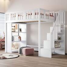 Hochbett Mit Stauraumtreppe Kinderbett Mit Mehreren Fächern Funktionsbett Praktisch Stabil Langlebig