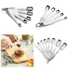 - Juego de cucharas medidoras de metal de acero inoxidable resistente para o lquido, se adapta a tarros de especias, juego de incluye nivelador - Juego de 13 - 1 paquete - Ver 1