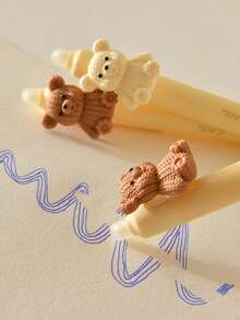 1 pieza Bolígrafo de punta borrable de 0.5mm, con forma de oso de peluche y queso, presiona la punta azul para borrar, agarre suave, escritura suave, color aleatorio, un regalo de Navidad esencial - Multicolor - Ver 7