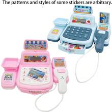 1 件儿童过家家超市收银员玩具灯光音效收银机模型玩具玩具钱儿童生日玩具圣诞礼物复活节礼物 - 彩色 - 查看 12