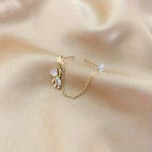 1/2 件可爱熊耳夹耳环带链，双穿孔耳钉，不锈钢时尚首饰 - 耳環 - 查看 8