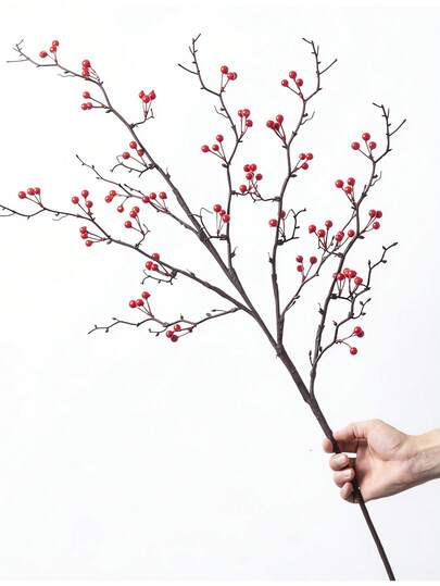1 قطعة فرع صناعي من التوت الأحمر بطول 31.4 بوصة، لتزيين الخريف والشتاء، ، عيد الميلاد، عيد الهالوين، موسم الحصاد، الزفاف، الحفلات، وكذلك كقطعة مركزية على طاولة المنزل