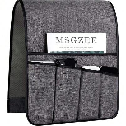 Organizador de reposabrazos de sofá, soporte colgante para control remoto, revistas, teléfono, gafas, accesorio para sala de estar de 13 pulgadas, color negro