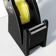1-Piece Cute Cat Tape Dispenser - Vintage Wooden Desktop Tape Cutter With Included 1 Roll Tape - Adorable Office & Craft Room Essential For Wrapping, Scrapbooking & DIY Projects - Kawaii Workspace Decor, Gift Wrapping Assistant, Back-To-School Supply, Arts & Crafts Must-Have, Home Organization Tool
