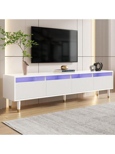Sairedel TV Cabinet Wit 178cm, Minimalist Cabinet, Furniture Drawers, Acrylic, Moderne Media Board Storage Space, Living Room