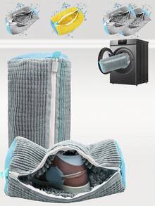 可机洗的鞋子洗涤和干燥袋，带有柔软纤维 - 耐用的聚酯纤维洗衣保护袋，适用于可调节的鞋子带 - 彩色 - 查看 6