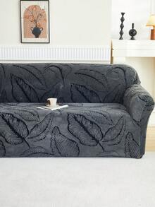 1pc Cationic Soft Plush Fabric Pet Proof Sofa Cover, Embossed Plush Jacquard Leaf Design, Multi-Color, Thick Jacquard Plush Sofa Cover Suitable For 1/2/3/4 Seat Sofa, Autumn/Winter - Multicolor - View 6