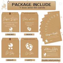 51张尿布抽奖卡，带盒子，可用于游戏邀请函、性别揭晓派对装饰、餐桌摆饰等。购买一包尿布即可赢取奖品，圣诞主题