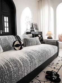 1pc Simple & Fashionable Sofa Cushion Cover, Thick Plush Skin-Friendly Sofa Slipcover For Autumn/Winter, Elegant European-Style Luxury Sofa Seat Pad, Anti-Slip Anti-Dust Anti-Cat Scratch Sofa Protector, Suitable For Living Room, Bedroom, Study, Office, Club, Party, 1-4 Seater Sofa, L-Shaped Sofa