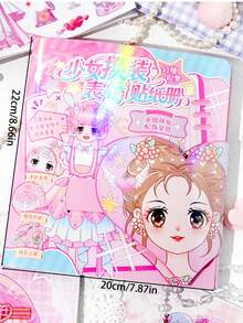 1 Book Of Girl Dress Up Sticker Set, Cute Princess Makeover Stickers, Children Girls Sticker Album, Expression Stickers, No-Cut Stickers, Cute Style Stickers, Cute Character Stickers, Girls Daily Outfit Styling Stickers