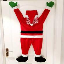 1 pieza Adorno realista de Papá Noel trepador con gancho de fácil colgado - Pose realista, duradero, decoración navideña para el hogar, decoración navideña grande