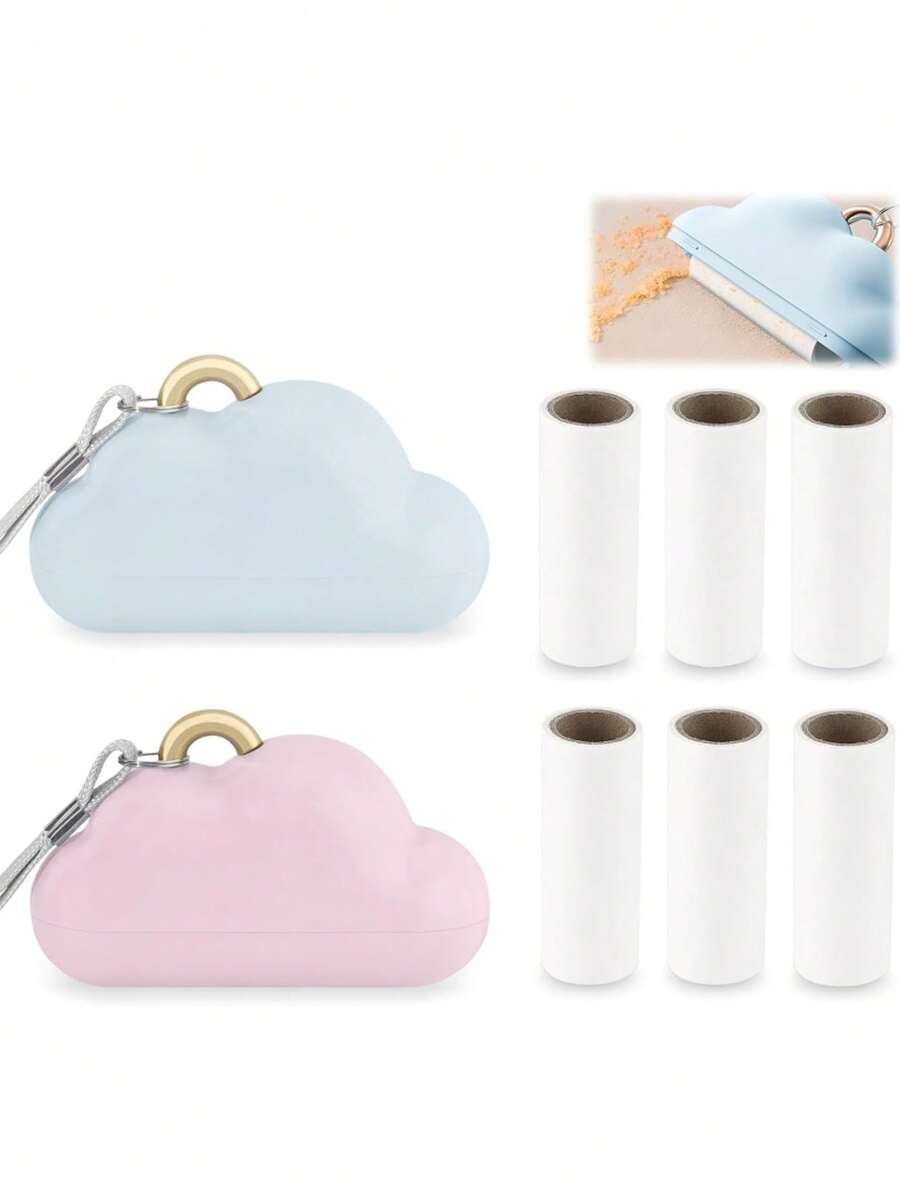 1 Set Mini Rodillo de Pelusa Reutilizable Kit de Viaje, Quitapelusas Portátil para Pelo de Mascotas, Cepillo de Pelusa Adhesivo