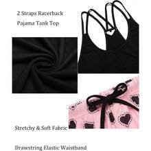 Women's Cami Pajama Set Sleeveless Racerback Tank Top Soft Sleepwear For 2025 - Pink Heart - View 5