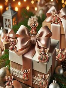 4pcs Christmas Wooden Flat Creative Retro Angel Doll Pendant Christmas Tree Pendant Decorative Pendant