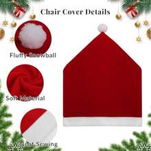 1/4 piezas Fundas de silla de Navidad de 23.6* 20 pulgadas desmontables y lavables, adecuadas para comedores, cocinas, salas de estar, decoración del hogar, decoración navideña, fundas de silla navideñas, de tela no tejida de tacto suave, decoración de mesa de Navidad, gorros de Papá Noel, regalos de Navidad, adornos navideños