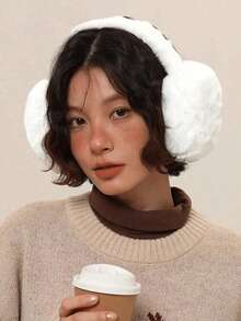 1个男女通用纯色耳罩 - 柔软毛绒耳罩，雪白女士耳罩，可折叠耳罩，女士可爱耳套，可调节头带，带毛绒保暖内衬，舒适防寒，适合冬季户外活动、派对拍照、户外耳罩。冬季配饰 秋季 白色耳罩 - 彩色 - 查看 5