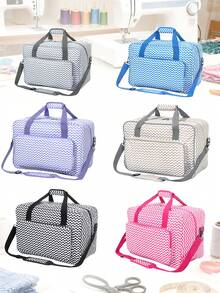 Sewing Machine Carrying Case With Multiple Pockets - Adjustable Shoulder Strap, Fits 15-18 Inch Models, Made Of Waterproof Oxford Fabric Bag For Travel Travel Pouch Holiday Bag Holiday Essential - White - View 1