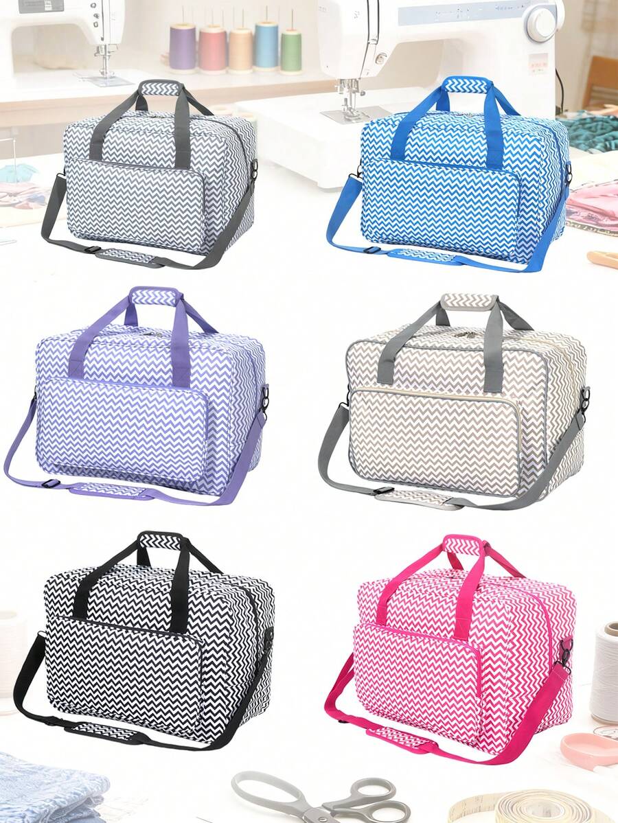 Sewing Machine Carrying Case With Multiple Pockets - Adjustable Shoulder Strap, Fits 15-18 Inch Models, Made Of Waterproof Oxford Fabric Bag For Travel Travel Pouch Holiday Bag Holiday Essential - White - View 1