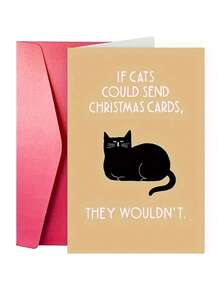 Paquete de tarjetas de felicitación navideñas divertidas con sobres para amantes de los gatos, set de 1, sentimiento navideño humorístico, perfecto para todos los destinatarios - Multicolor - Ver 5