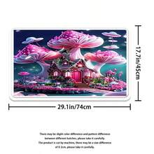 Juego de 1/4 piezas de cortina de ducha con estampado de castillo de setas rosas, cortina de ducha impermeable con ganchos, alfombra antideslizante, alfombra para tapa de inodoro y alfombra en forma de U, juego decorativo completo para el baño, accesorios de baño