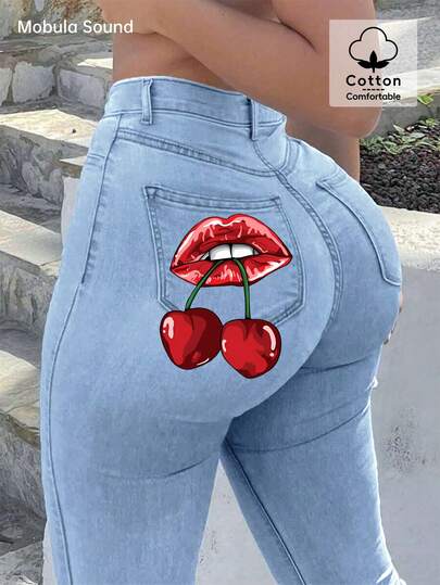 Mobula Sound 休闲弹力牛仔喇叭裤，春夏季百搭时尚，适合度假、节日、日常穿着、约会、旅行、机场